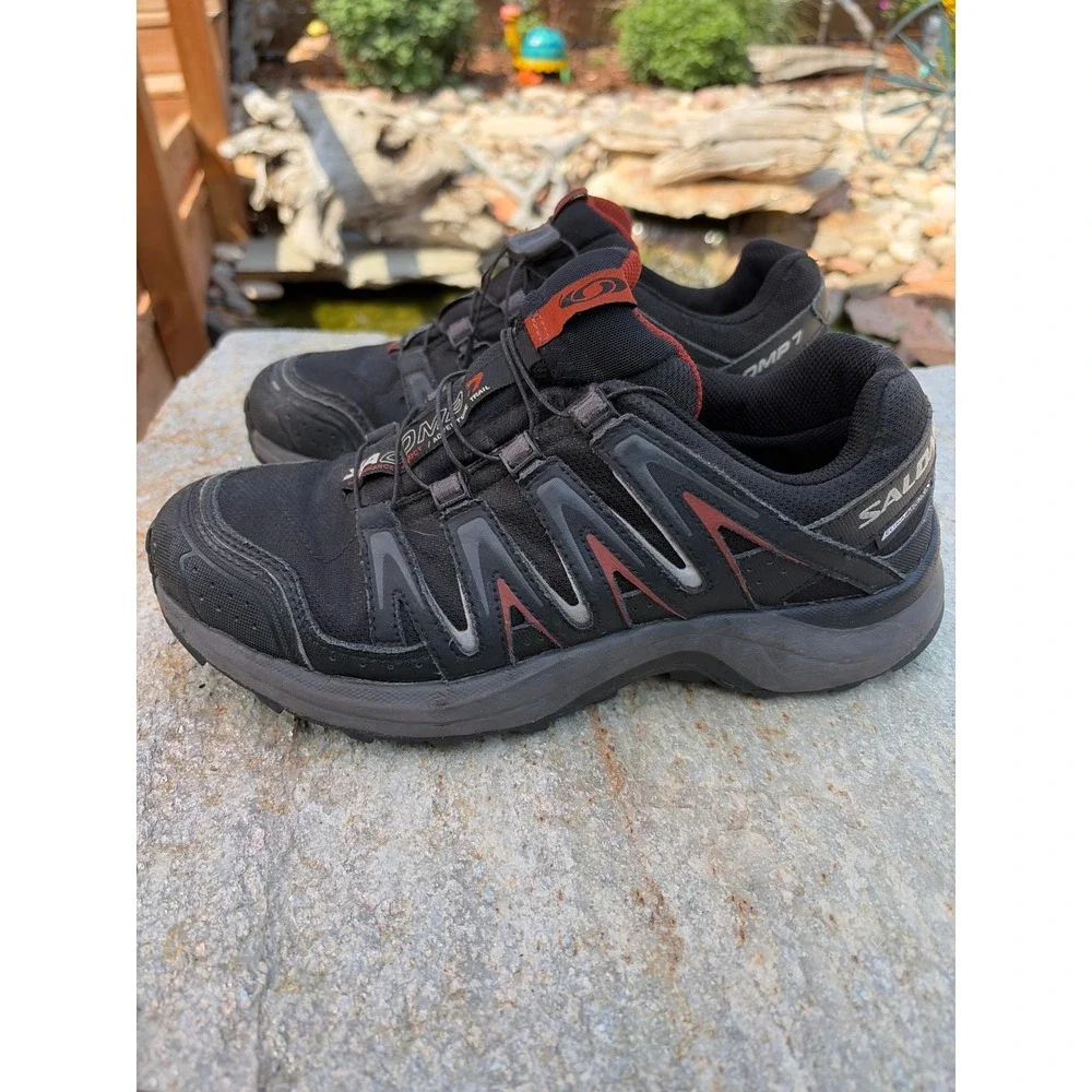 Salomon XA Comp 7 Trail Running Shoes Mens 7.5 Black Red 327086 Hiking Sneakers